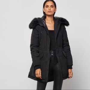BCBGMaxAzria Everly Black Winter Parka L Coat NWOT